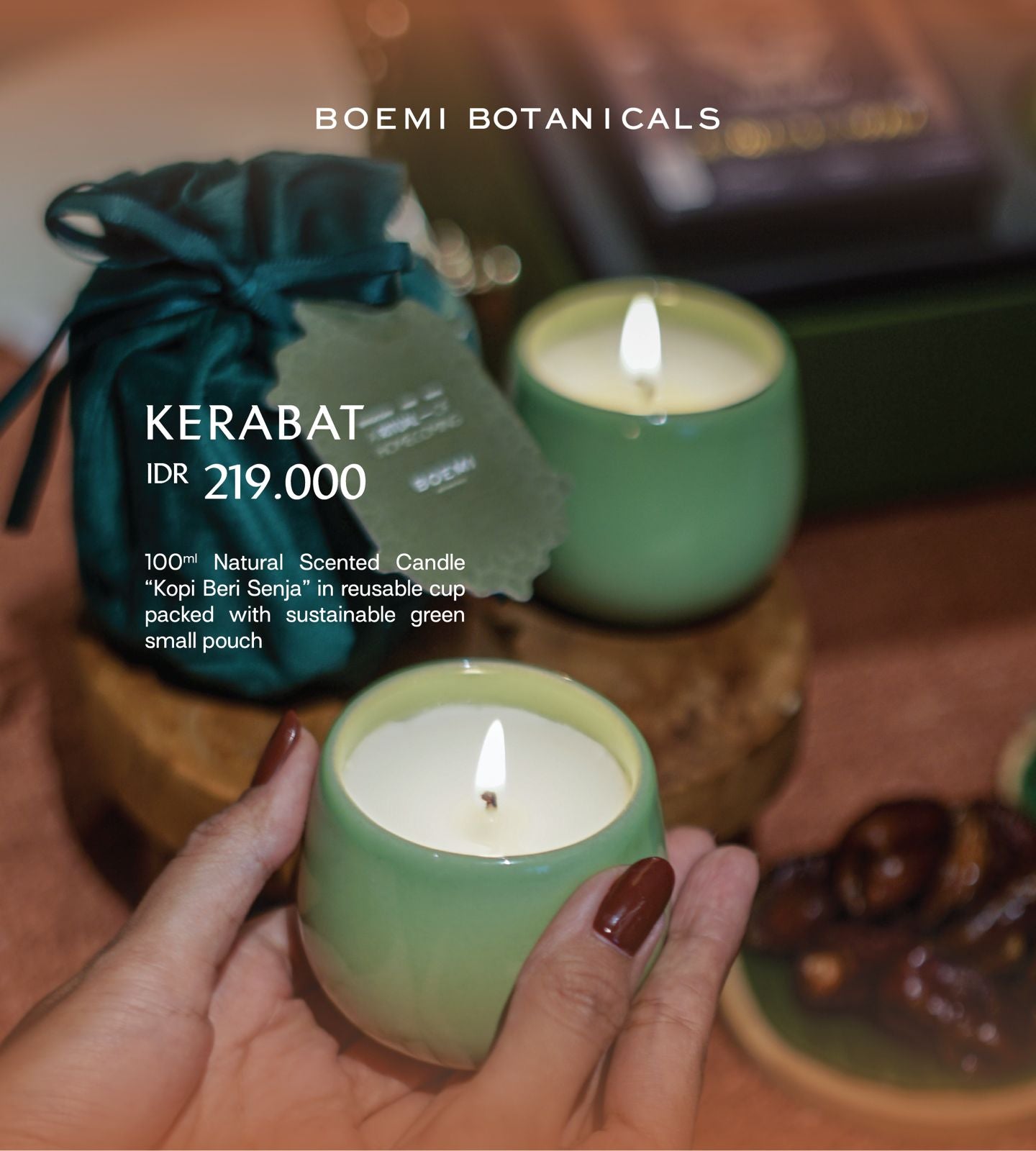 [Special Hampers Ramadan] BOEMI Botanicals Bingkisan Hari Raya | Hampers Lebaran | Natural Scented Candle, Fabric Room Spray, Artisanal Jam, and Coffee Drip | Natural Product Hampers BOEMI Botanicals